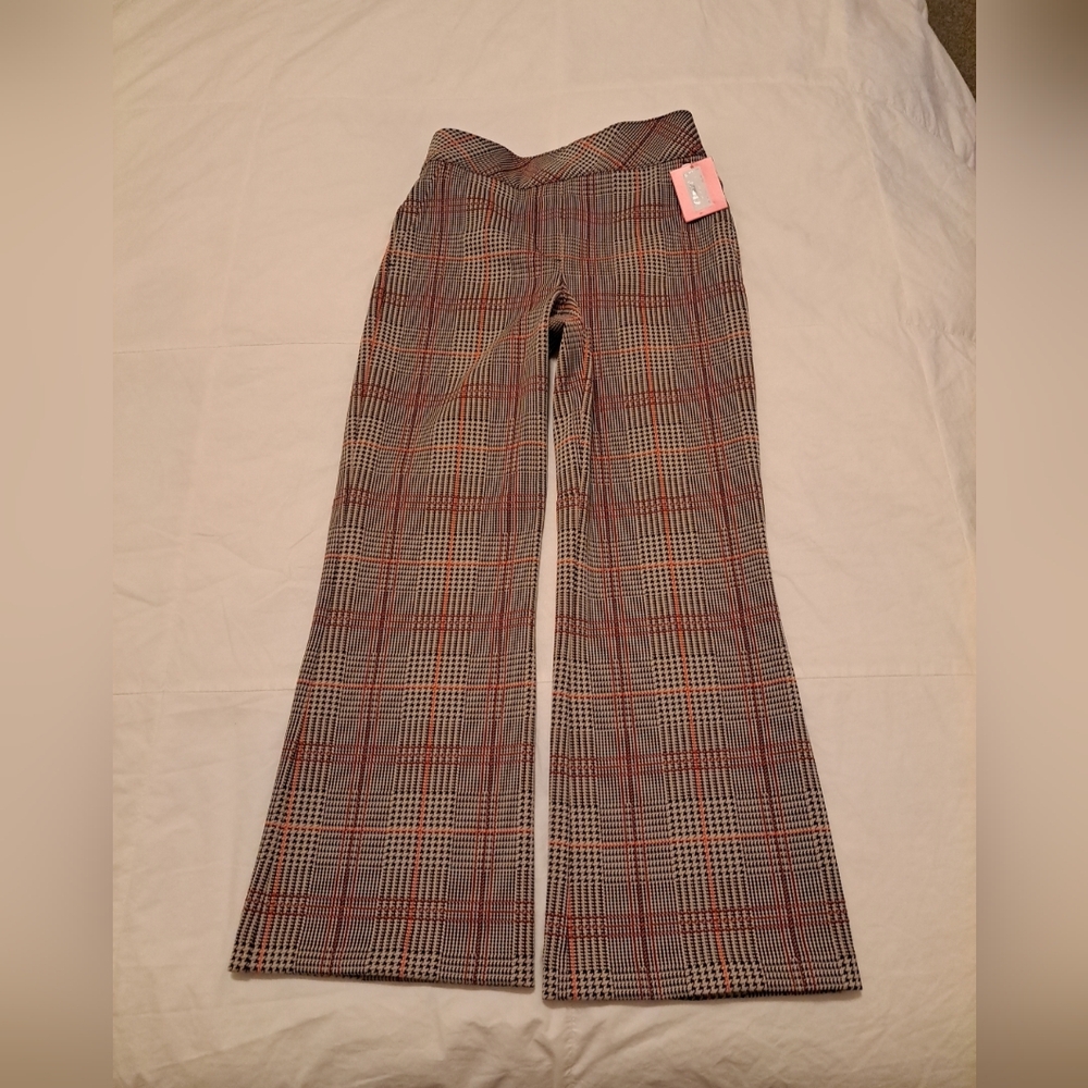 SPANX Plaid Wide-Leg Trousers in Black, White & Red